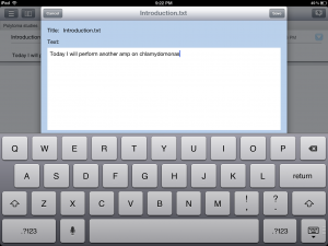 Adding a text entry to the notebook page Adding a text entry to the notebook page